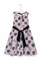 Girl's Polka Dot-Floral, Brooched, Elegant V-Back Cutout and Thin Ribbon Tie Detail, Crown Accessory, Lined Flared Dress 5-9 Years Birthday Wedding, Special Occasion - 7