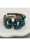 Turquoise Color Geometric Authentic Bronze Vintage Adjustable Women Ring Special Design Jewelry - 3