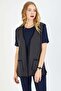 Women's Navy Blue Houndstooth Knitwear Mother Vest - 2