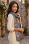 Square Dissorder Ethnic Patterned Women's Pashmina Scarf Shawl with Tassels on Green 75 X 155 cm Accessory - 5