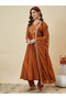 Rust Silk Kameez Salwar & Dupatta - TRT1010-Rust-Size:L-40-Inches - 4