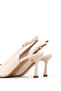 Women's Genuine Leather Light Beige Heeled Shoes - 5