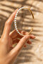 White Enamel Handcuff Model Gold Color Bracelet - 3