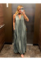 Green Halter Neck Dress with Pocket Detail - 261114 - 2