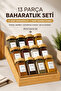 13 Piece Glass Spice Jar Set with Bamboo Stand 120 ml 12 Spice Jars and 16 Labels
