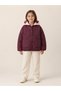 Girl's Burgundy Pink Hooded Quilted Patterned Water Repellent Winter Puffer Coat - 2