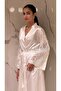 6 Piece Wedding Dressing Gown with Back Lace Design Satin Nightgown Dressing Gown Pajama Set Shorts Undershirt |   6-Piece Dowry Set Underwear Set - 6
