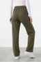 Women's Khaki Combed Cotton Palazzo Wide Leg Elastic Waist Lace-Up Comfortable Fit Sweatpants - 6
