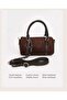 Brown Leather Look Women's Shoulder Bag { 22X14X6 cm - 3