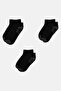 Kids Boy 3 Pairs Brand Logo Ankle Socks, Black - 3