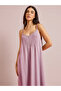 Pink Placket Pintuck Lace V Neck Detail Slip Dress - 2