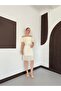 Beige Off-The-Shoulder Flounce Pleated Belted Dress - Cream - 2