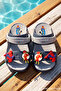 Children's Top Sticker Detail Sandals Slippers E482-P0001 Navy Blue-Ice Gray - 2