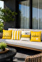 Yellow Sun Stripes Themed 4-Piece Decorative Throw Pillow Covers - 6