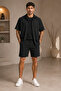 Bürümcük Summer Comfortable Fit Short Sleeve Shirt Shorts Set Flexible Fabric - 2
