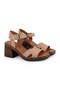 Women's Sandals Mid-Heeled Square Toe Thick Heel Banded Antique Faux Leather L024.260507 - 3