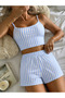 Women's Striped Strap Tank Top and Shorts Set Comfortable Combed Cotton Casual Summer Set - 2
