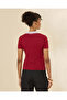 Women Burgundy Contrast Collar Active T-Shirt - 3