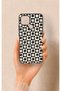 Oppo A15 Compatible Flower Motif Checkered Pattern Silicone Case