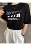 Women's Black Wtfk Printed Oversize T-Shirt - 4