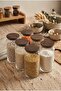 Nero Zone Bamboo Lid Glass Storage Container 1300 ml Set of 6 - Vacuum Sealed Pantry Storage Jar Set