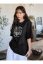 Women's Black Raw 1971 Printed Oversize T-Shirt - 4