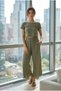 Women's Feather Embroidered Linen Trousers - Khaki Color Shalwar-100% Cotton Fabric.Breathable Organic Product-Loose Fit - 5