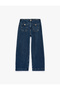 Cotton Pocketed Buttoned Wide Short Leg Denim Trousers - Culotte Jeans