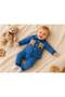 Baby Boy Soft Textured 2-Piece Pajama Set with Teddy Bear Embroidery, 100% Cotton