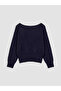 Navy Blue Boat Neck Women's Knit Sweater - 6