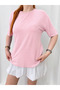 Women's Powder Crew Neck Oval Hem Basic T-Shirt Nj180 - 2