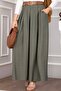 Belt Detailed Pocketed Skirted Trousers Khaki - 3