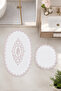 Lace 2-Piece Non-Slip Leather-Based Bath Mat Set with Laces, Washable Bath Set Shera