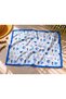 70X70 Blue Color Scarf Bandana with Sea Shell and Starfish Pattern and Gold Ring Detail - 2