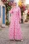 Floral Patterned Half Button Modal Patterned Dress Pink 7014-1