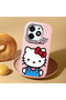 Tecno Spark 10 Pro Compatible Case Camera Protector Pink Silicone Couple Phone Case with Kitty Pattern - 2