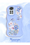 Redmi Note 11 Compatible Case Camera Protector Blue Silicone Couple Phone Case Floral Pattern - 2