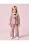 Girls Pink Tweed Striped Bow Jog Set - 2