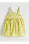 Nevavm Square Collar Floral Patterned Girl's Poplin Dress with Difference