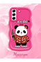 Samsung Galaxy S21 Fe Compatible Case Camera Protector Red Silicone Couple Phone Case Panda Pattern - 2