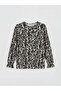 Original Oval Collar Patterned Blouse - 7