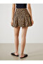 Esvab • Modern & Distinctive Leopard Embroidered Pleated Mini Skirt with Zipper at the Waist - 4