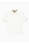 Men's Regular Fit Round Neck Logo Embossed Short Sleeve White T-Shirt - 7