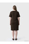 Original Oval Collar Tie-Up Drawstring Dress - 4