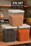 3-Piece 15Lt Deep Elora Storage Box - Multi-Purpose Lockable Lid Organizer Box Beige