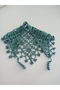 Hand Knitted Triangle Bandana – Mint Green Hair Bandana with Floral Pattern and Lace Look - 2