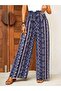 Women's high-waisted, tie-waist, patterned, long, supreme quality pants - 3