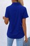 Women's short sleeve jacket with collar, zipper front, and pocket detail, imported crepe blouse with short sleeves. - 4