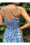 Women's Rope Strap Midi Single Jersey Dress with Cross Tie Detail at the Back and Slit Pattern - 5