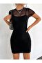 Women's Rope Strap Short Diving Suit and Short Sleeve Tulle Dress Two-Piece Set - 2